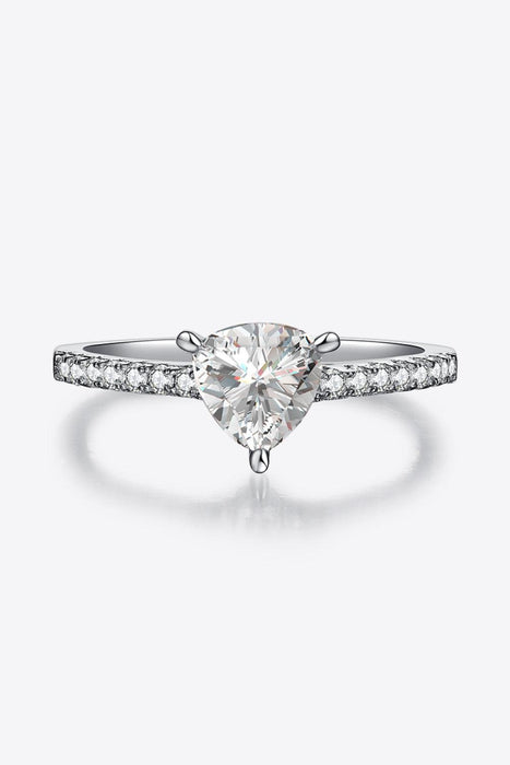 Triangle Moissanite Sterling Silver Ring with Zircon Accents - Elegant Silver Jewelry