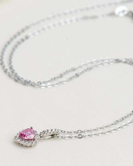 Charming Pink Moissanite Heart Pendant Necklace - A Touch of Timeless Romance