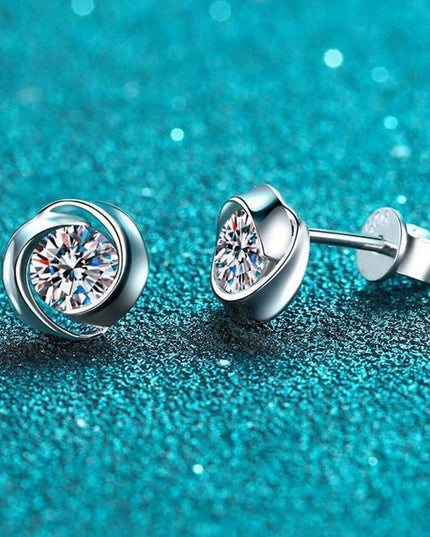 Luxurious Lab-Created Diamond Sterling Silver Stud Earrings for Effortless Elegance
