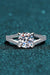 Radiant Elite Moissanite Sterling Silver Ring with Rhodium-Plated Zircon Accents