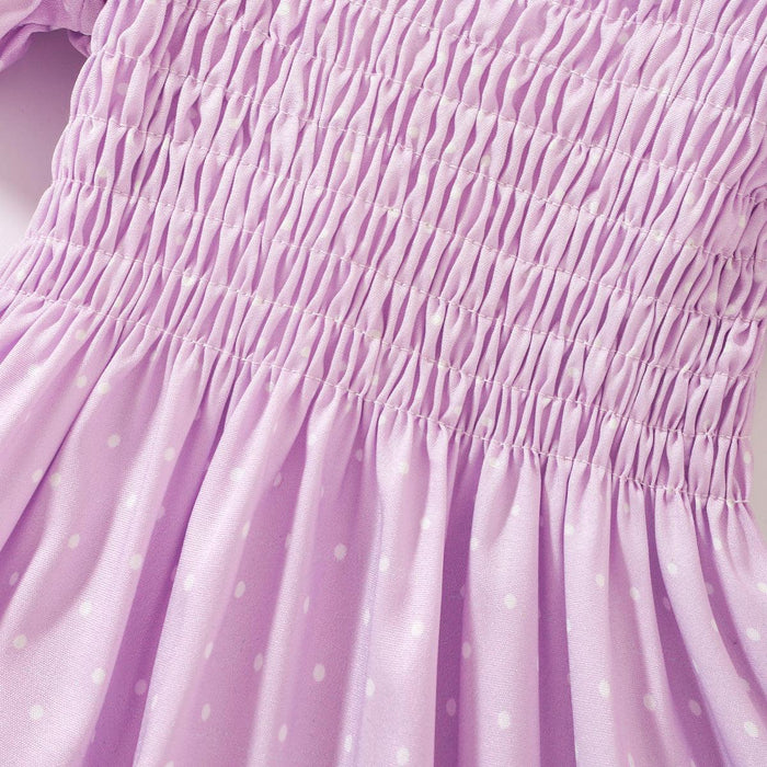 Smocked Detail Square Neck Printed Dress