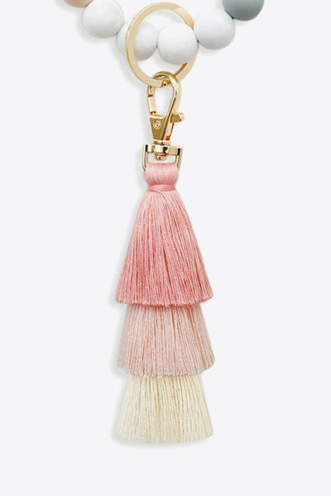 Colorful Beaded Keychain Trio with Tassel