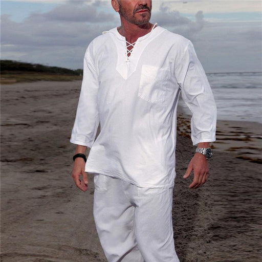 Casual Men's Cotton-Linen Beach Suits