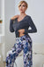 Floral Lounge Set with V-Neck Henley Top and Pants