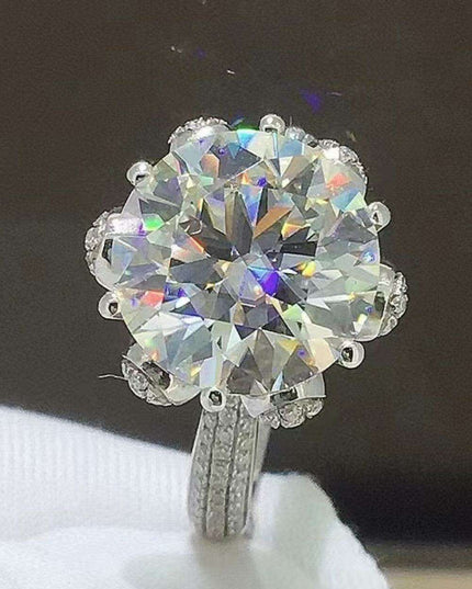 Contemporary Geometric Platinum-Enhanced Sterling Silver Ring Adorned with Zircon Crystals - Redefining Modern Sophistication