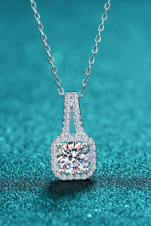 Radiant 2 Carat Moissanite Pendant Necklace with Zircon Accents - Elegant Sterling Silver Jewelry