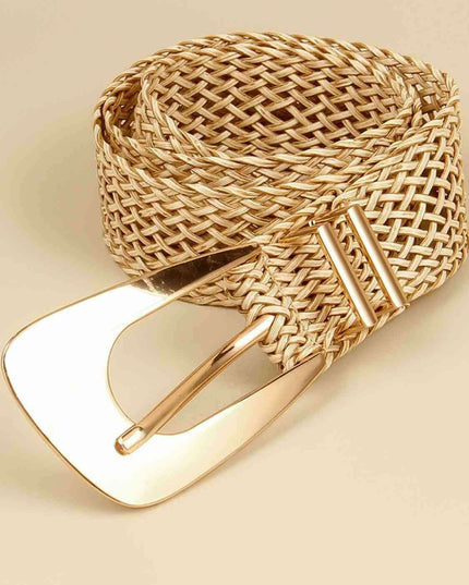 Asymmetrical Clasp Woven Waist Belt for Effortless Chic Style