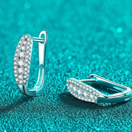 Sleek Sterling Silver Moissanite Earrings with Rhodium Finish: A Classic Statement Piece