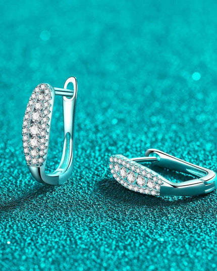 Sleek Sterling Silver Moissanite Earrings with Rhodium Finish: A Classic Statement Piece