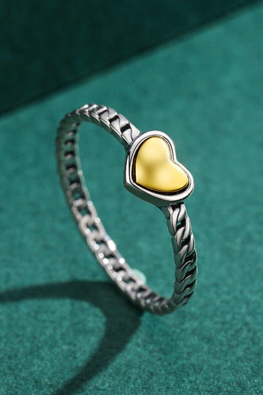 14K Gold-Plated Sterling Silver Heart Charm Ring
