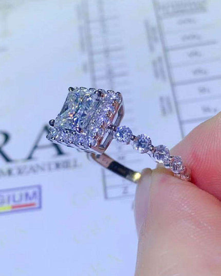 Elegant 1 Carat Moissanite and Lab-Diamond Bridal Ring Set