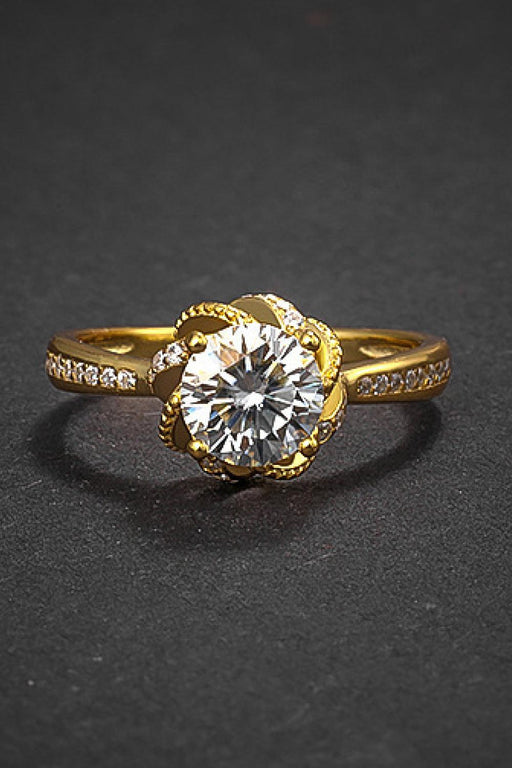 Graceful Moissanite Ring Set in Sterling Silver & Gold-Plated Accents