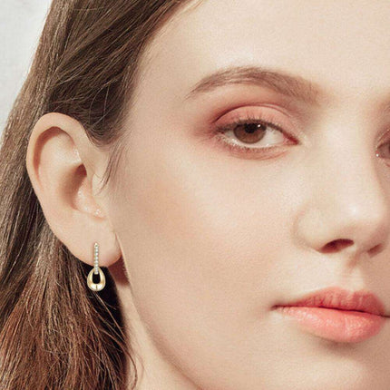 Elegant Silver Double Hoops with Dazzling Lab-Diamond Accents