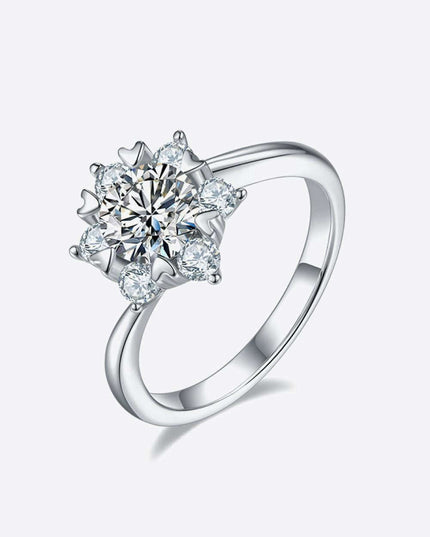 Elegant Sterling Silver Cluster Ring with Lab Grown Diamond and Moissanite Accents