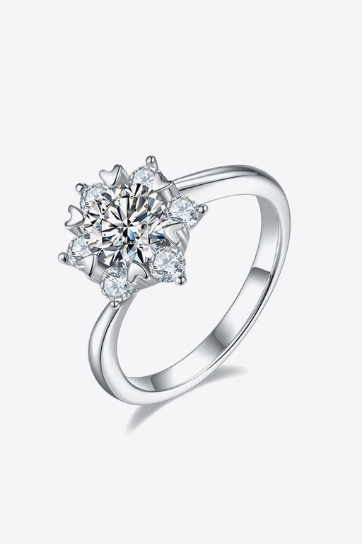 Elegant Lab Grown Diamond Cluster Ring with Moissanite Accents in Sterling Silver