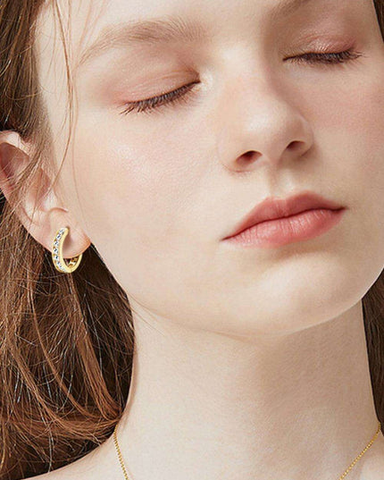 Personalized Sterling Silver Huggie Earrings with Sparkling Lab-Diamond Accents