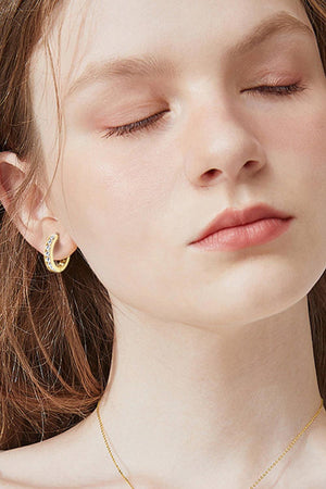 Moissanite 925 Sterling Silver Huggie Earrings-Trendsi-Gold-One Size-Très Elite