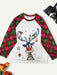 Cozy Holiday Reindeer Print Plus Size Plaid Long Sleeve Tee