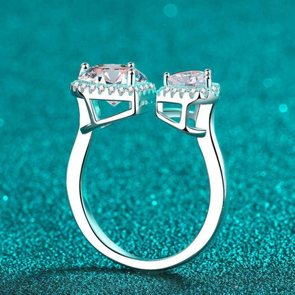 Heart-Shaped Lab-Grown Diamond Ring Set in Sterling Silver with Zircon Accents