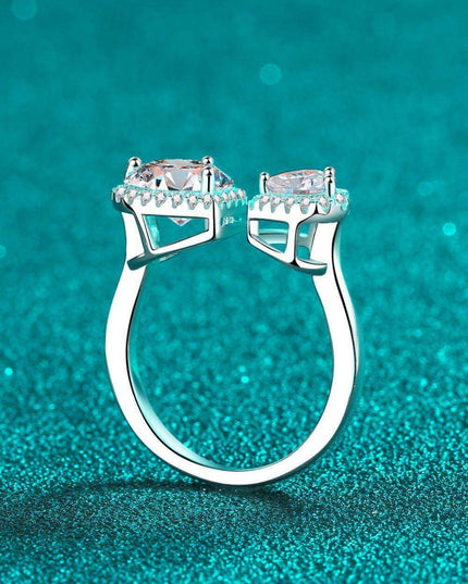 Heart-Shaped Lab-Grown Diamond Ring Set in Sterling Silver with Zircon Accents