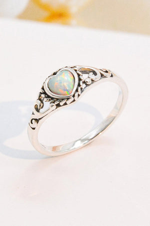925 Sterling Silver Heart-Shape Opal Ring-Trendsi-Silver-5-Très Elite