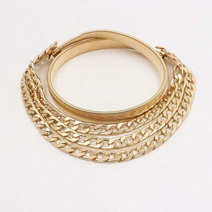 Glamorous Triple-Layered Chain Waist Belt for Striking Style Elegance
