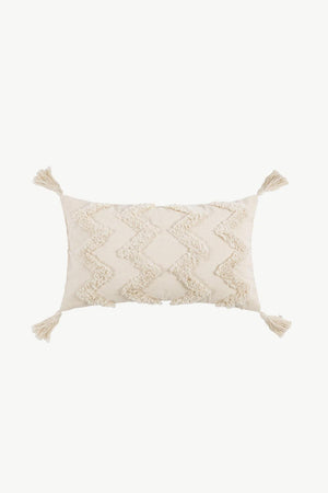 Fringe Decorative Throw Pillow Case-Trendsi-Beige Zigzag Lumbar-One Size-Très Elite