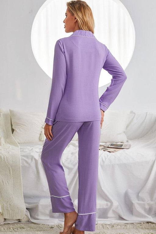 Coordinated Viscose Lounge Set with Lapel Collar and Pocket Detail