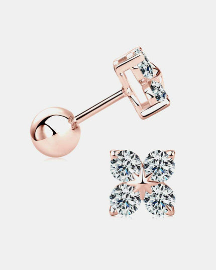 Elegant Moissanite Clover Earrings in Sterling Silver