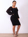Chic Square Neck Ruched Bodycon Dress with Elegant Zip-Back