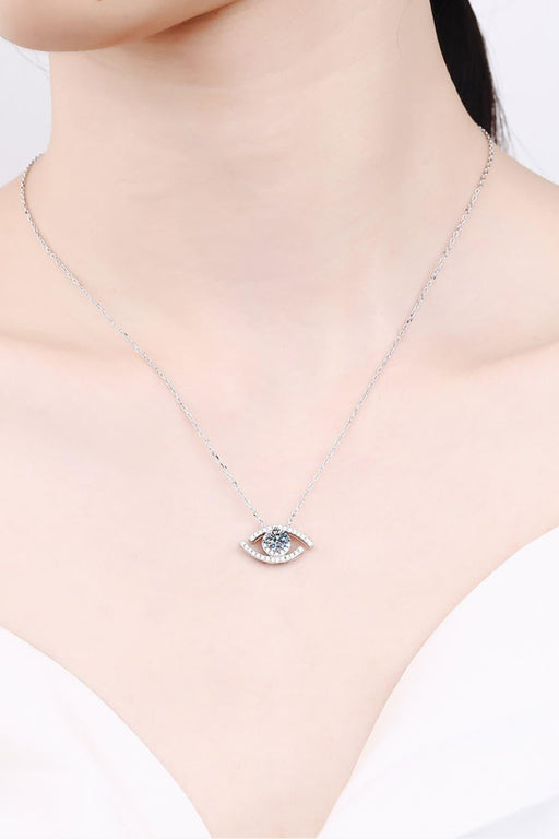 Elegant Sterling Silver Evil Eye Pendant Necklace with Lab-Diamond and Zircon Accents