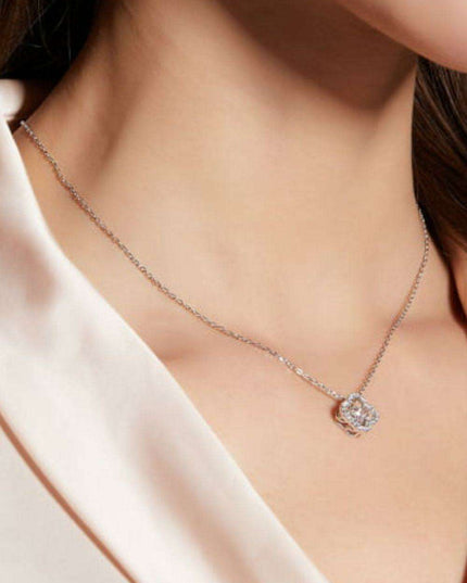 Radiant Clover Lab-Diamond Pendant Necklace Adorned with Zircon Accents