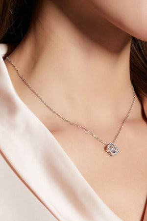 Moissanite Four Leaf Clover Pendant Necklace-Trendsi-Silver-One Size-Très Elite