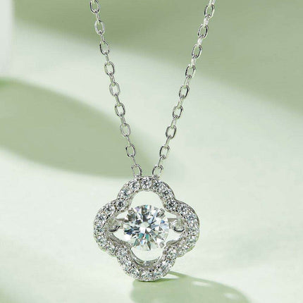 Radiant Clover Lab-Diamond Pendant Necklace Adorned with Zircon Accents