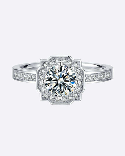 Brilliant Sterling Silver Halo Ring with Lab-Created Diamonds