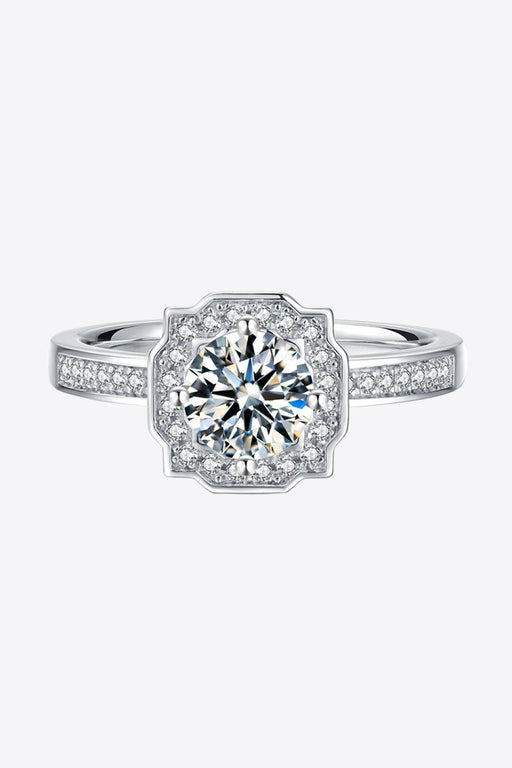 Elegant Lab-Grown Diamond Halo Ring in Sterling Silver with Lab-Diamond Accents
