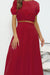 Chic Solid Round Neck Crop Top and Maxi Skirt Set with Puff Sleeves - Stylish Casual Ensemble