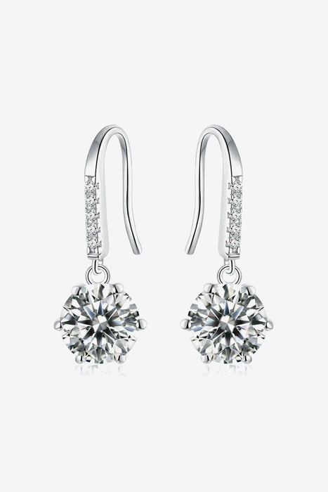 Dainty Sterling Silver Moissanite Dangle Earrings with Sparkling Zircon Accents