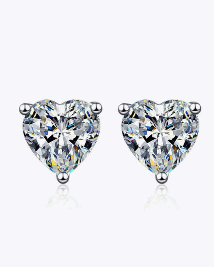 Heart-Cut Moissanite Stud Earrings in Sterling Silver Elegance