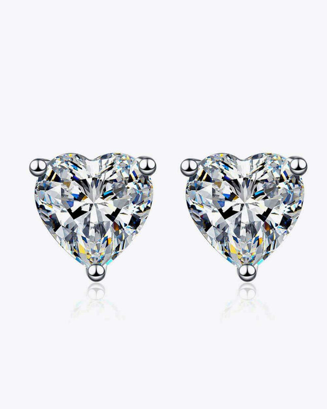 Heart-Cut Moissanite Stud Earrings in Sterling Silver Elegance