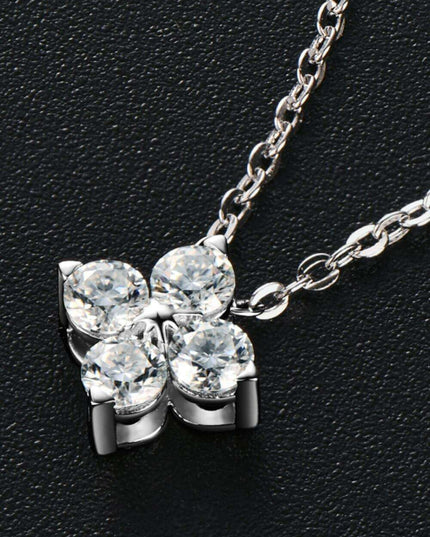 Elegant Clover Pendant Necklace with Lab-Diamonds in Platinum and Gold Finish