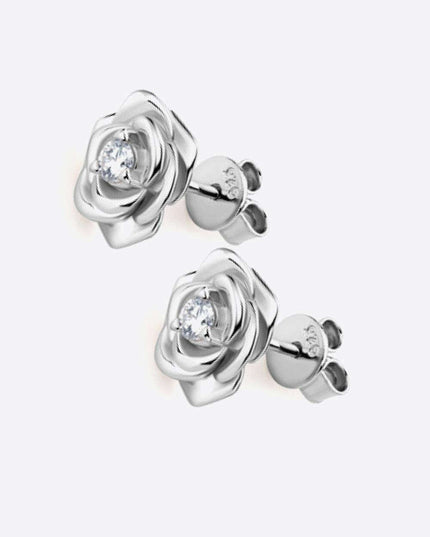 Floral Elegance: Lab-Grown Diamond Sterling Silver Earrings