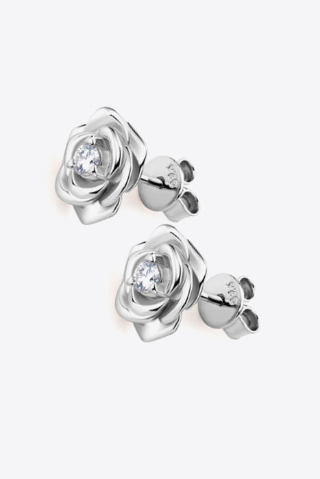 Moissanite Flower Sterling Silver Elegance Earrings
