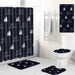 5Pcs Shower Curtain Bath Rug Set