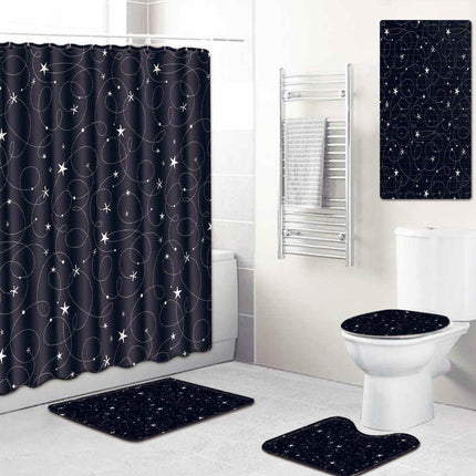 Stylish 5-Piece Bathroom Set with Unique Printed Shower Curtain