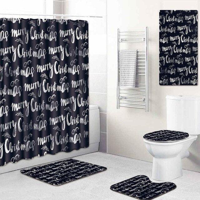 5-Piece Bathroom Set with Unique Printed Shower Curtain