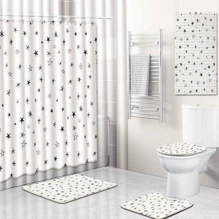 Stylish 5-Piece Bathroom Set with Unique Printed Shower Curtain