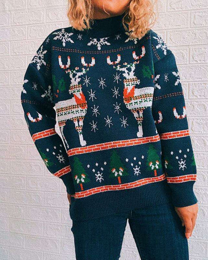 Elk Snowflake Christmas Jumper for Women