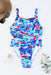 Floral Beach Cutout One-Piece Swimsuit with Vibrant Print