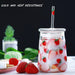 Strawberry Glass Cup - Cute Fruit Motif Water Tumbler with Straw - 600ML